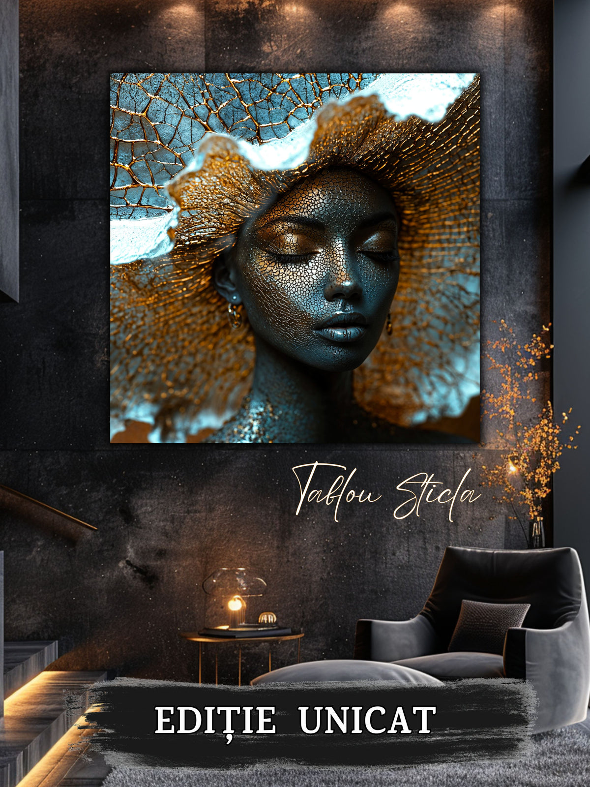Tablou living Veiled Origin într-o sufragerie modernă