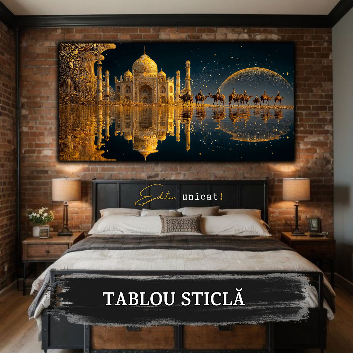 Echoes of Gold - Tablou Sticla  - Unicat - no12