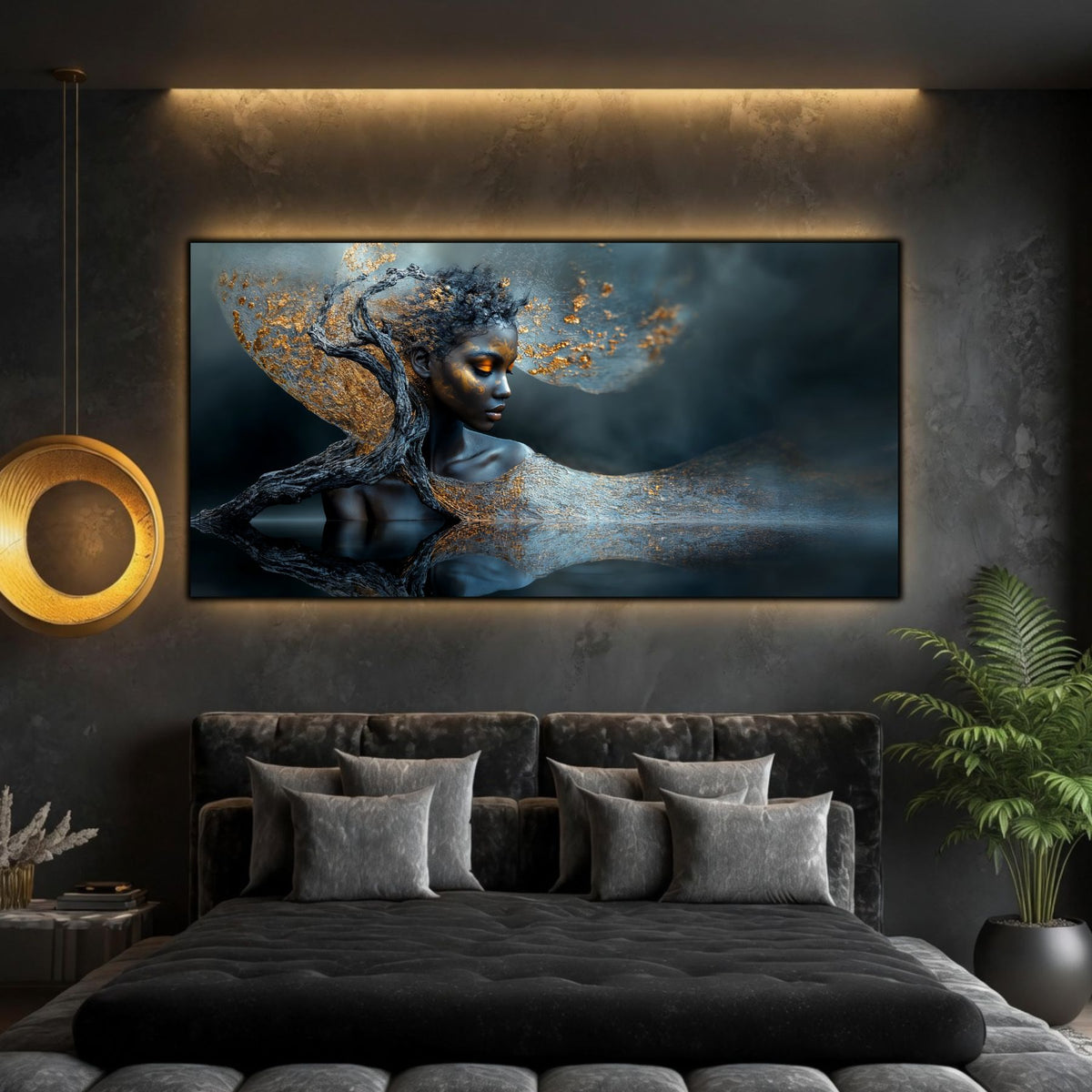 Tablou Modern Living Portret în Văl de Argint