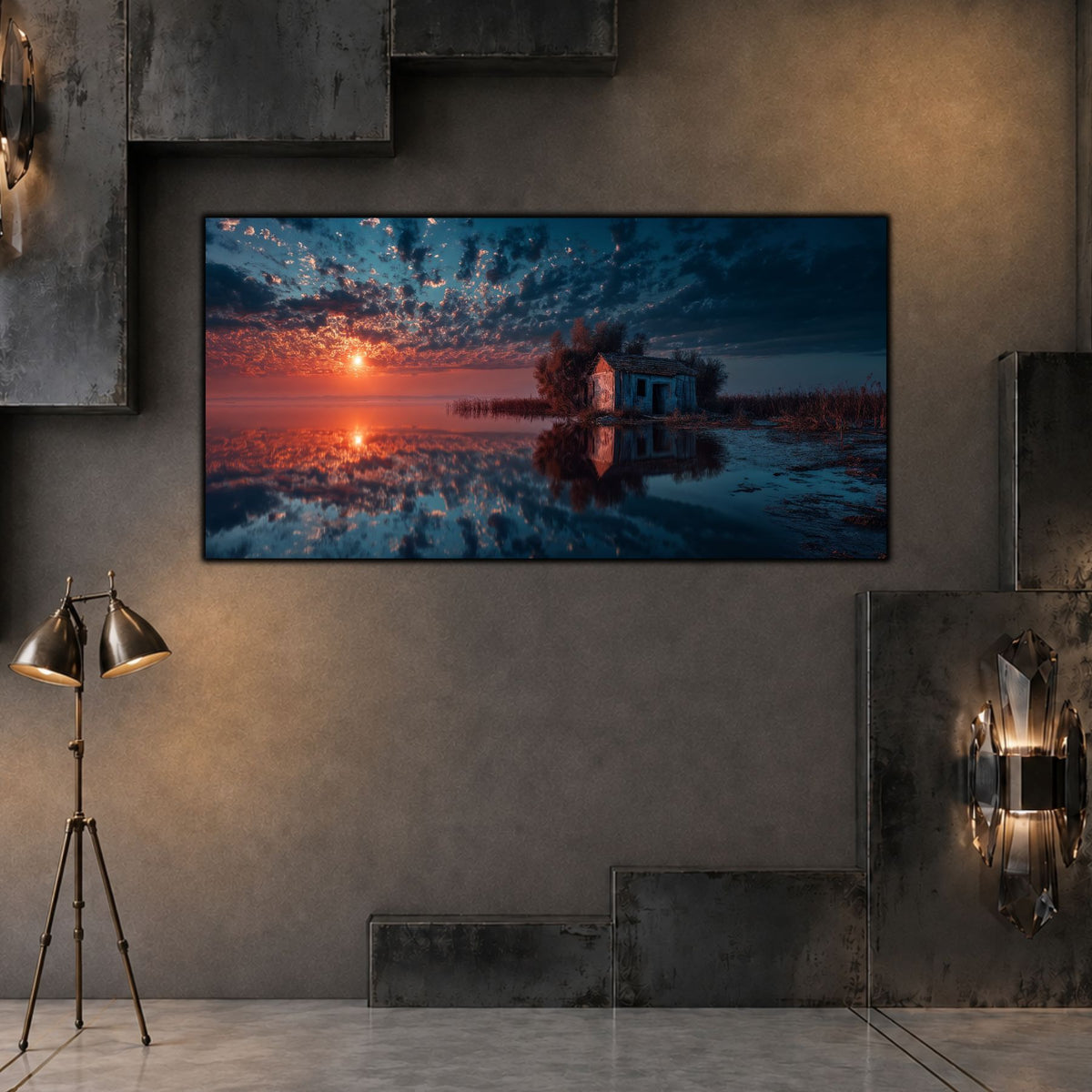 Tablou Living Sticlă – House at Waterline