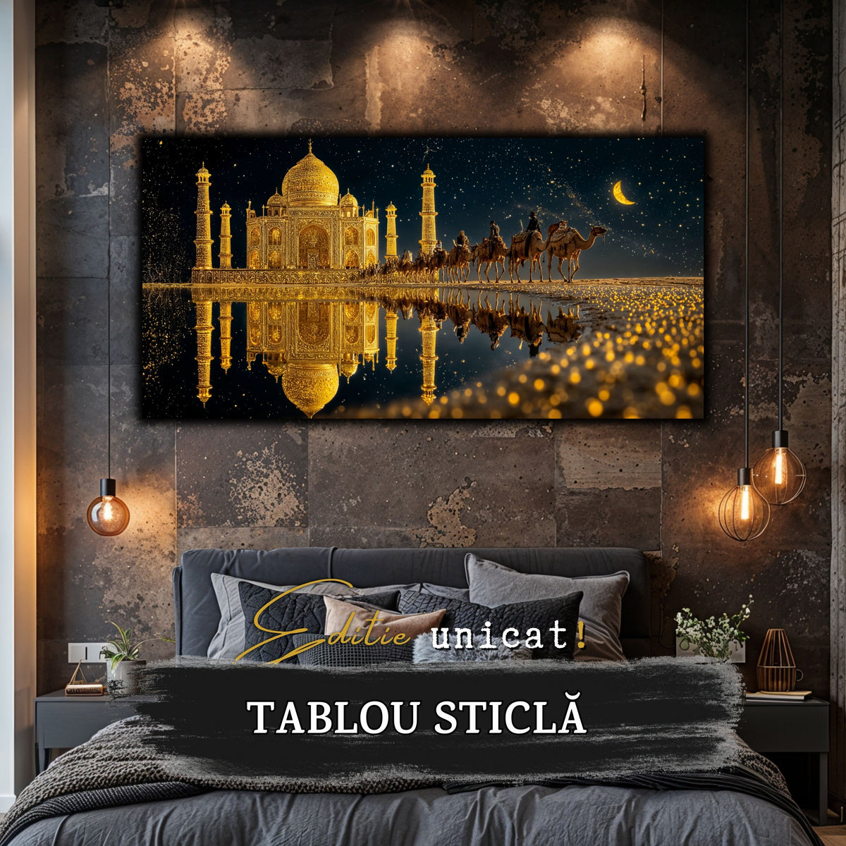 Echoes of Gold - Tablou Sticla  - Unicat - no11