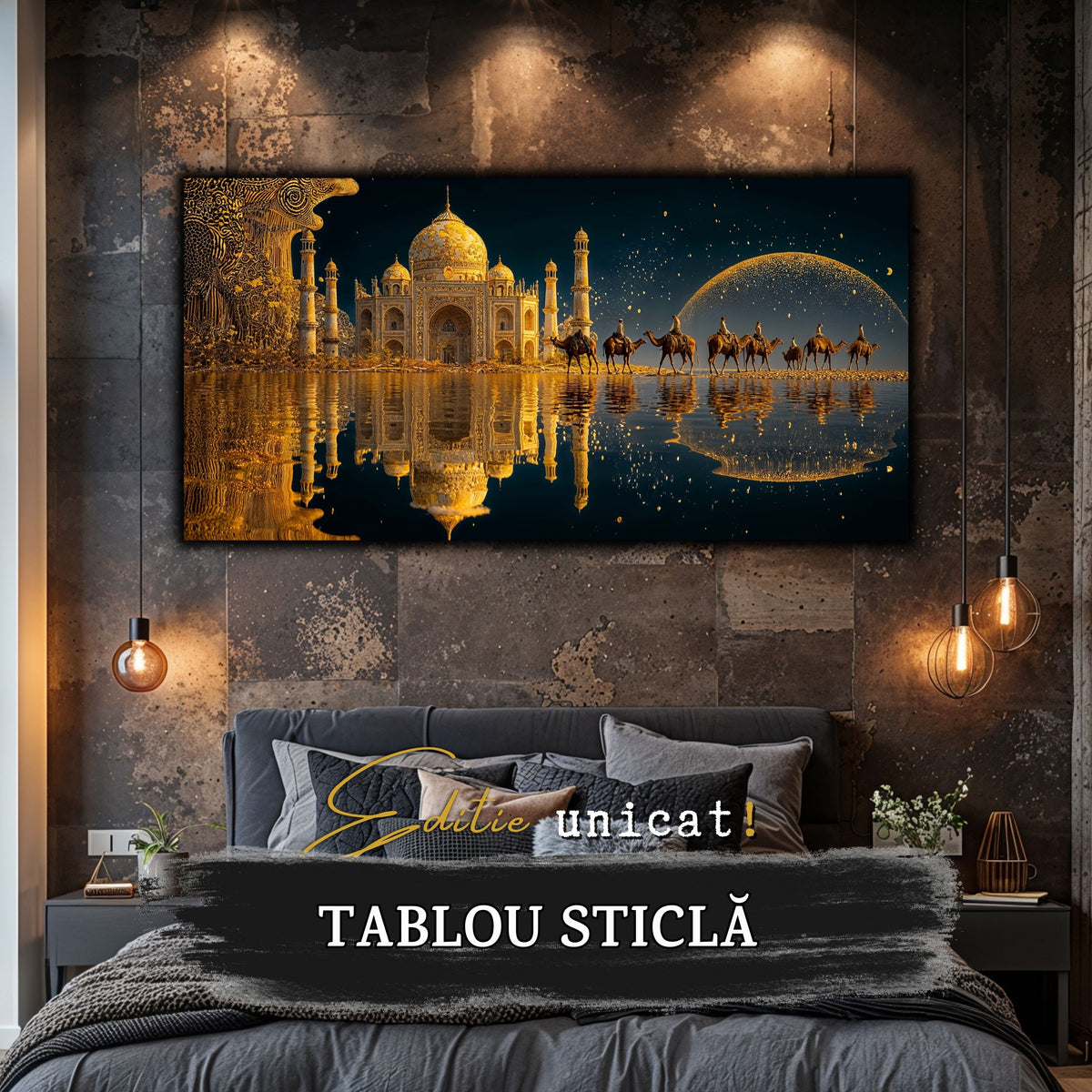 Echoes of Gold - Tablou Sticla  - Unicat - no12