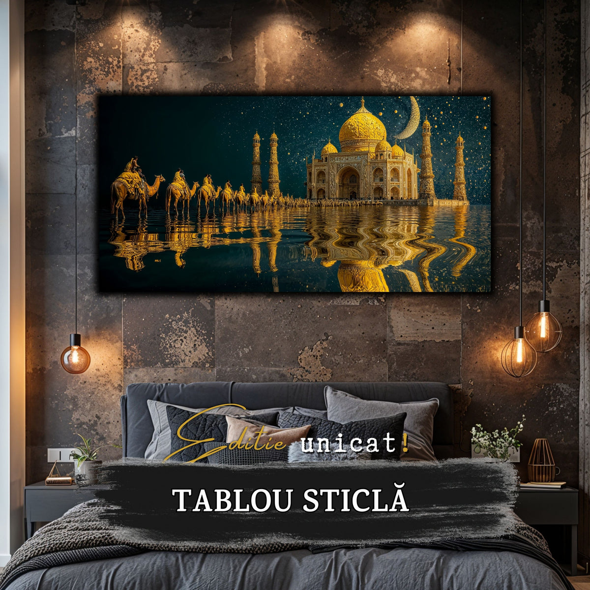 Echoes of Gold - Tablou Sticla  - Unicat - no15