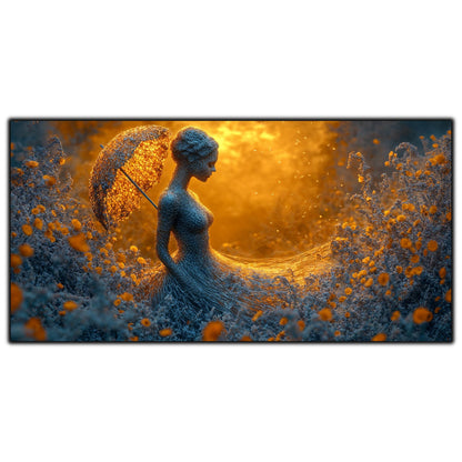 Tablou Dormitor Relaxant – Reziliența umbrelei de aur