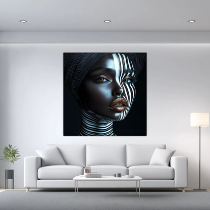 Tablou living modern Inner Geometry sticla securizata 4mm - mockup vedere 4