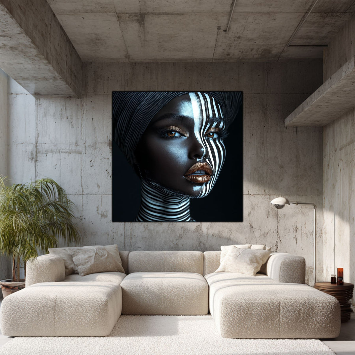 Tablou living modern Inner Geometry sticla securizata 4mm - mockup vedere 5