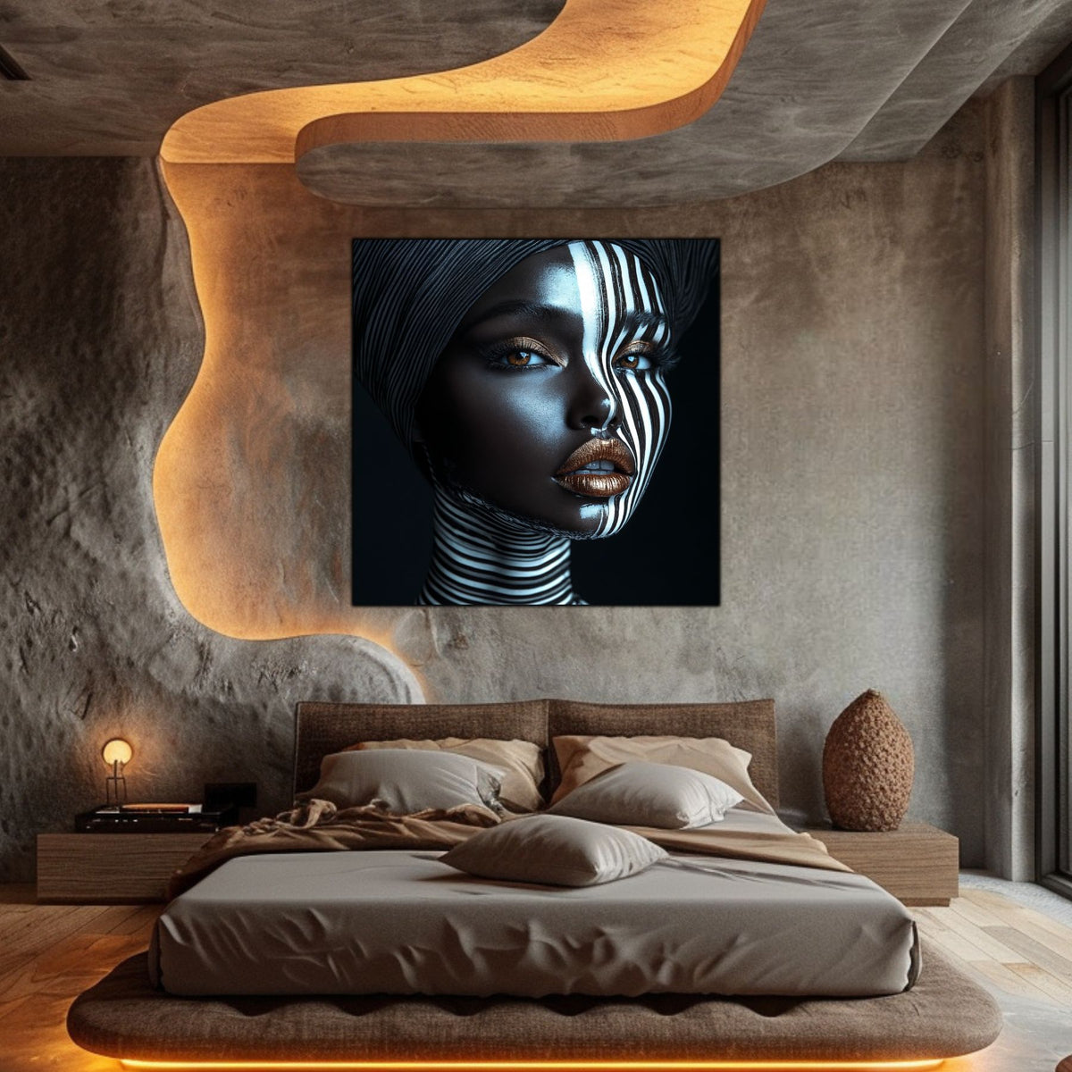 Tablou living modern Inner Geometry sticla securizata 4mm - mockup vedere 6