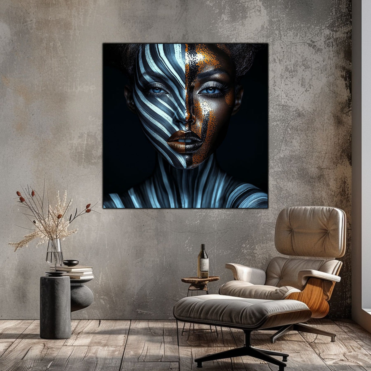 Tablou living mare Lumina Captiva din sticla securizata 4mm - mockup detaliu 3