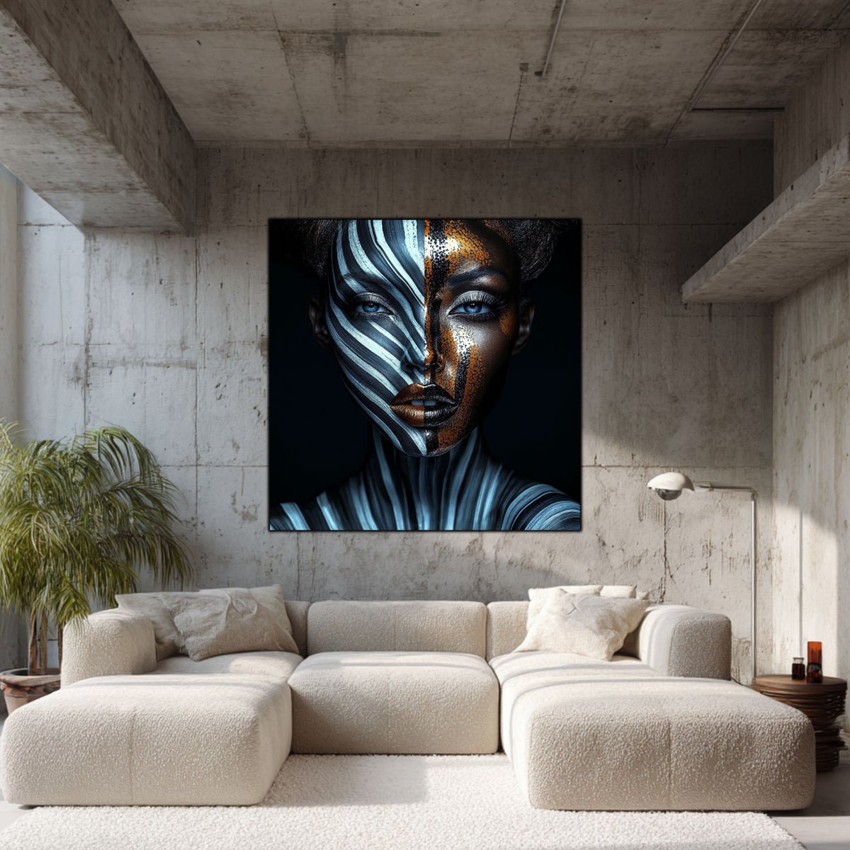 Tablou living mare Lumina Captiva din sticla securizata 4mm - mockup detaliu 5