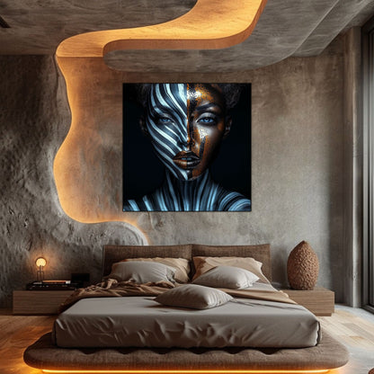 Tablou living mare Lumina Captiva din sticla securizata 4mm - mockup detaliu 6
