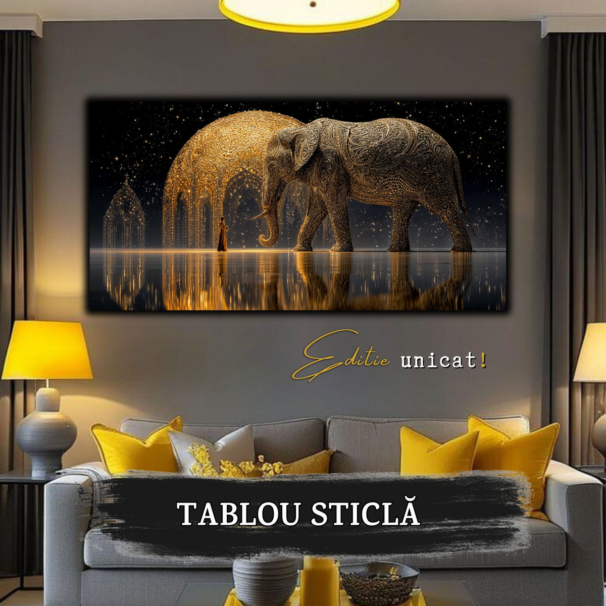 Echoes of Gold - Tablou Sticla  - Unicat - no07