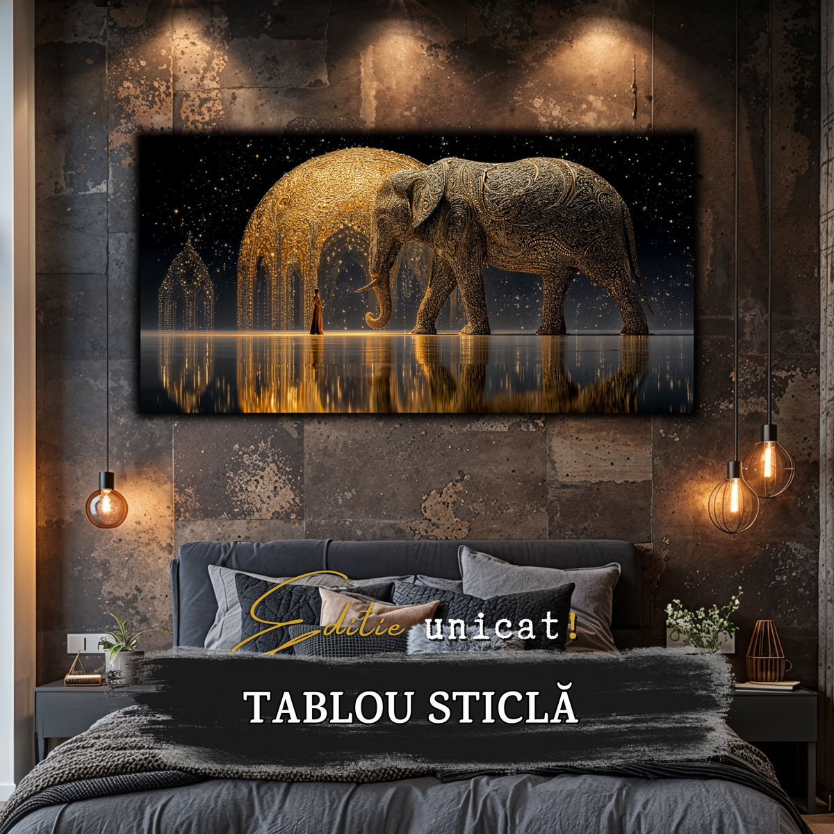 Echoes of Gold - Tablou Sticla  - Unicat - no07