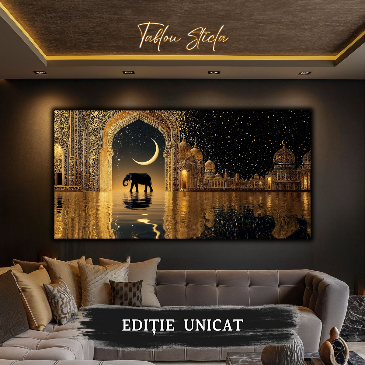 Echoes of Gold - Tablou Sticla  - Unicat - no08