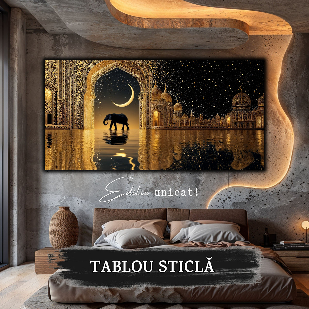 Echoes of Gold - Tablou Sticla  - Unicat - no08