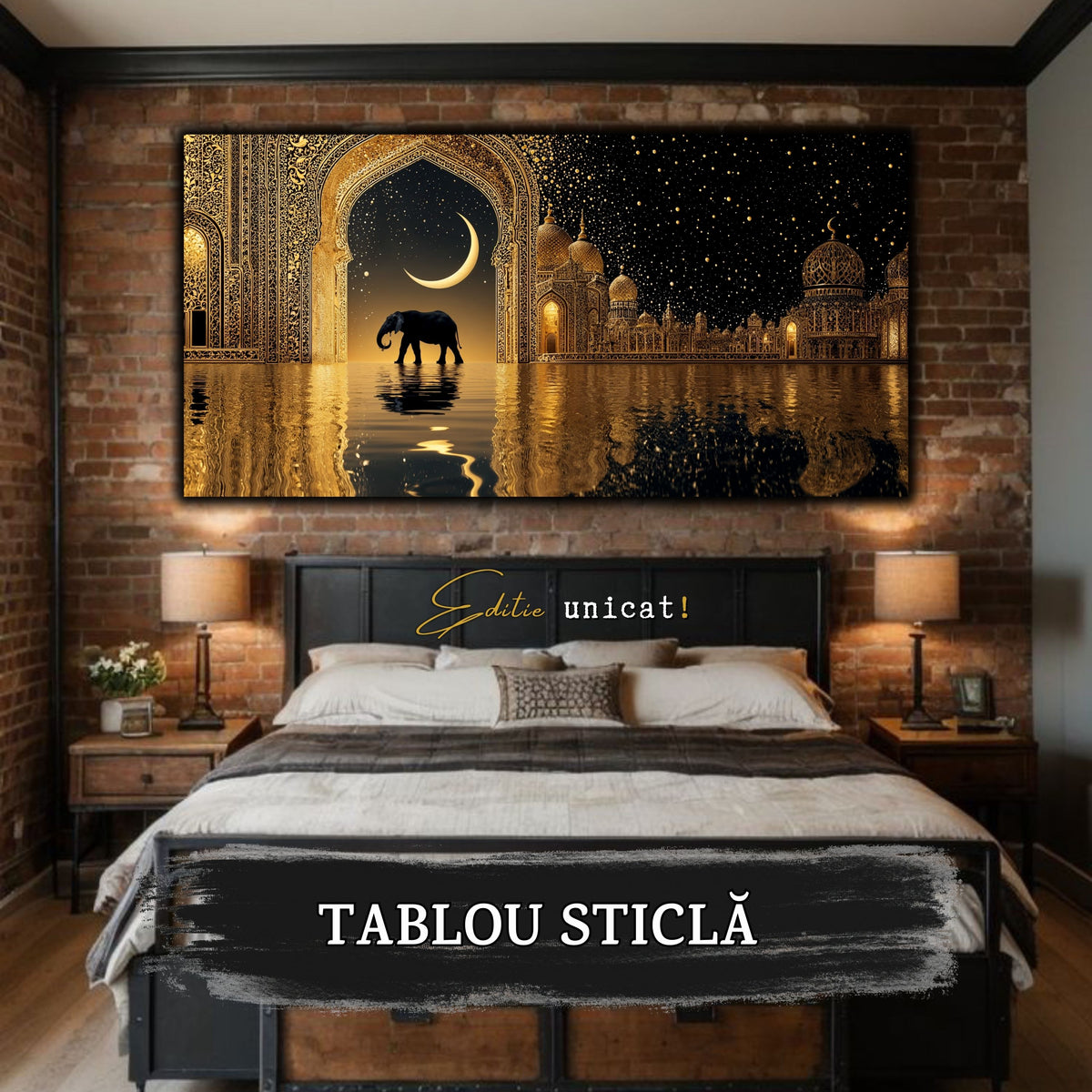 Echoes of Gold - Tablou Sticla  - Unicat - no08
