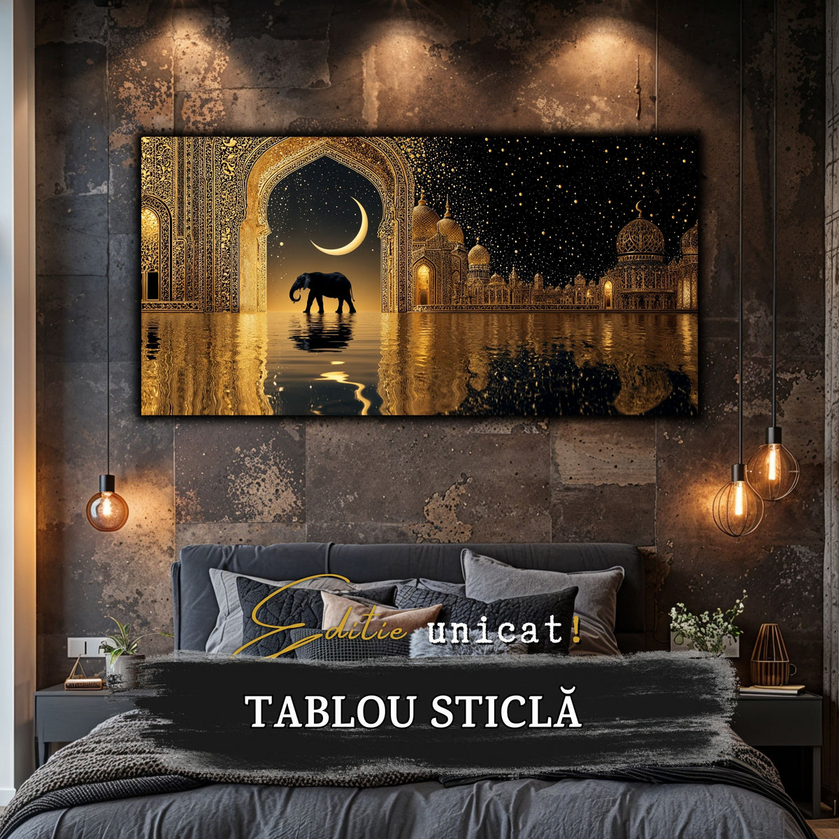 Echoes of Gold - Tablou Sticla  - Unicat - no08
