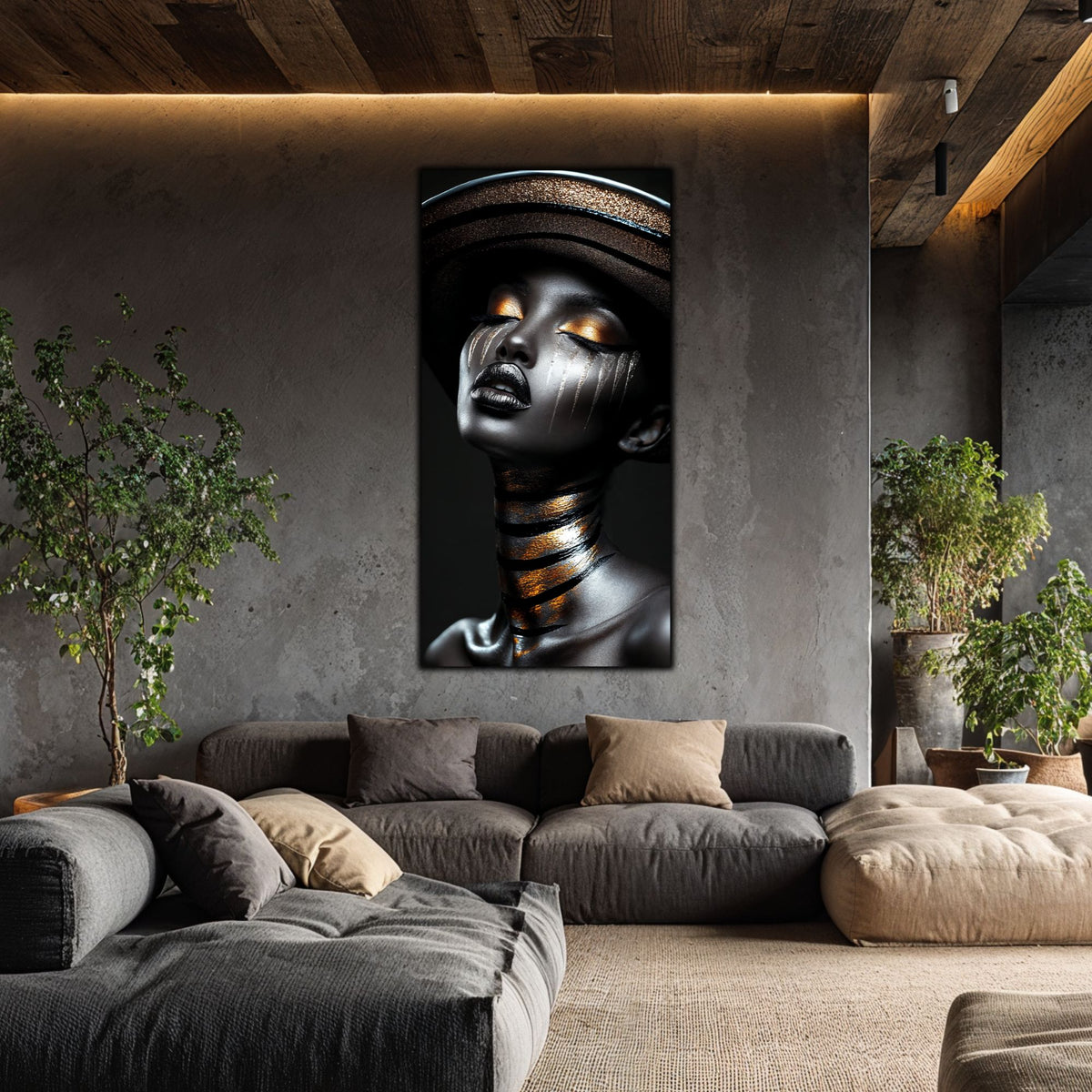 Tablou living mare Echo of Dark sticla securizata 4mm - mockup vedere 5