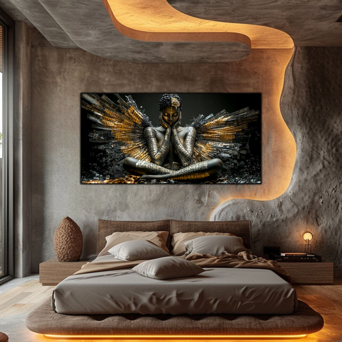 Dark Glow - Tablou elegant pe sticlă securizată pentru living contemporan