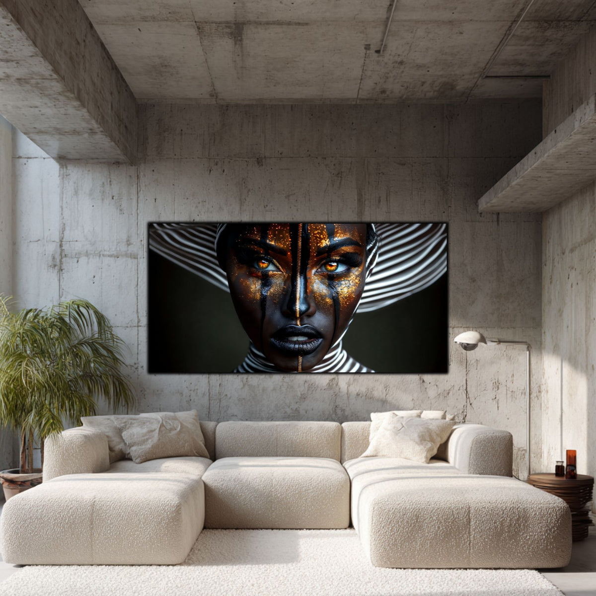 Tablou living modern Skin of Night sticla 4mm - mockup vedere 5