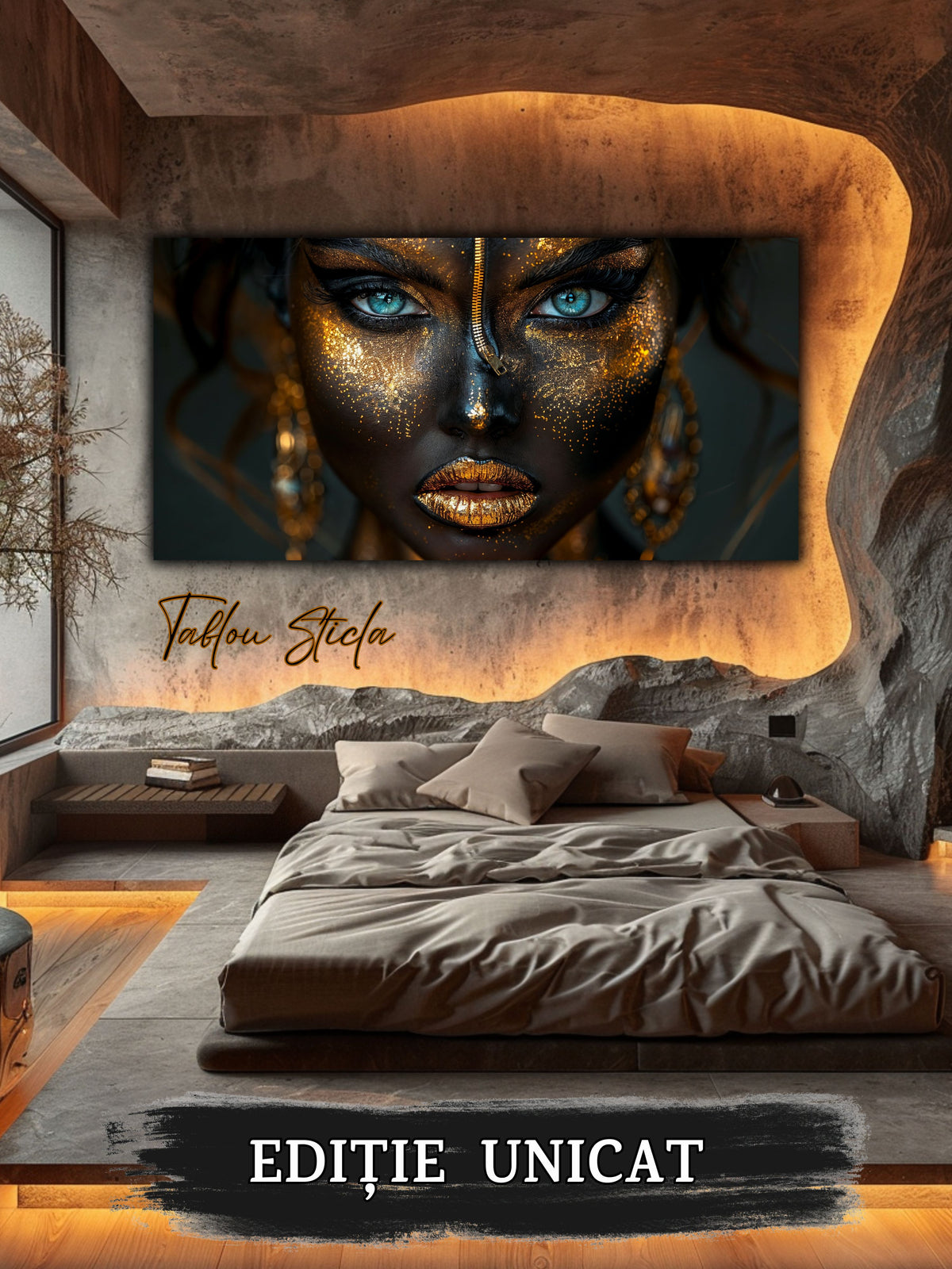 Tablou sufragerie elegant Aur Tacut din sticla securizata 4mm - mockup detaliu 5
