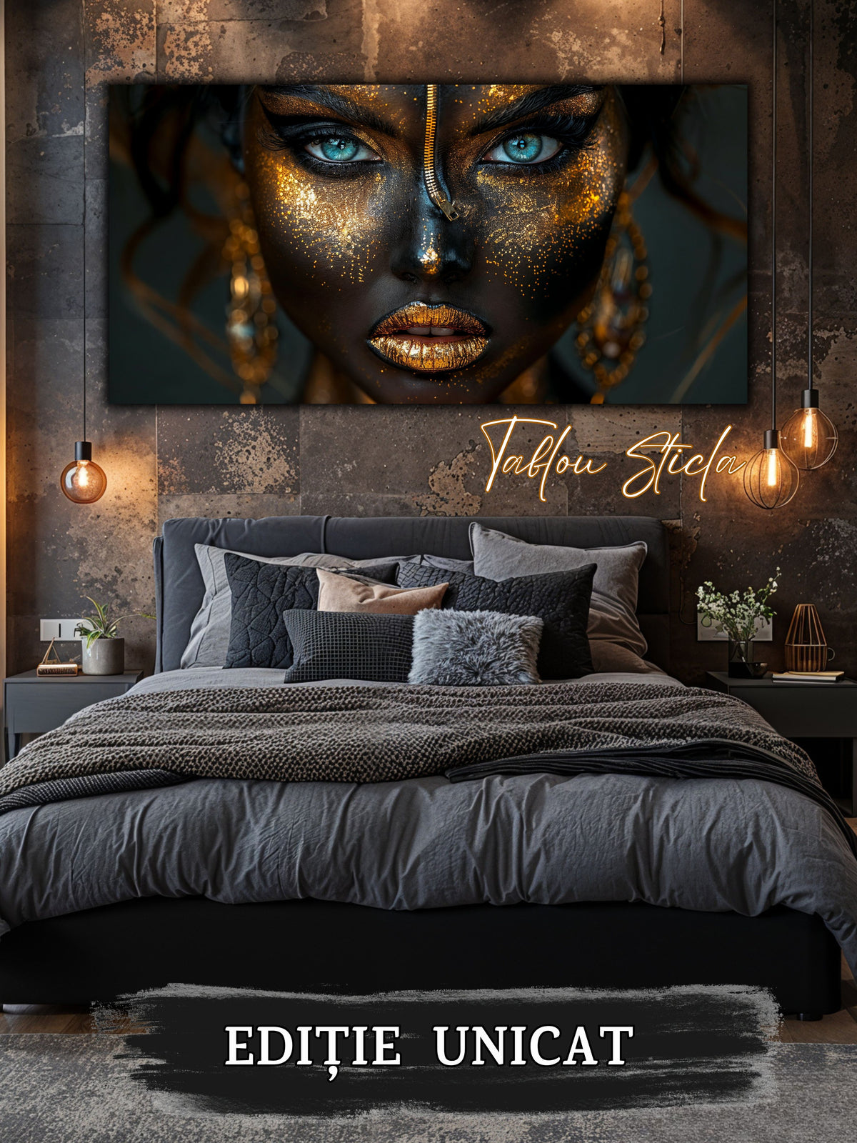 Tablou sufragerie elegant Aur Tacut din sticla securizata 4mm - mockup detaliu 6