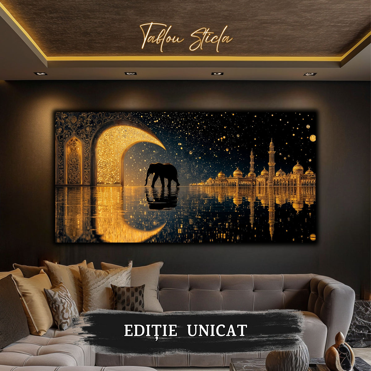 Echoes of Gold - Tablou Sticla  - Unicat - no04