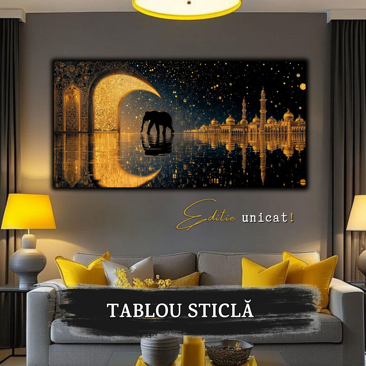 Echoes of Gold - Tablou Sticla  - Unicat - no04