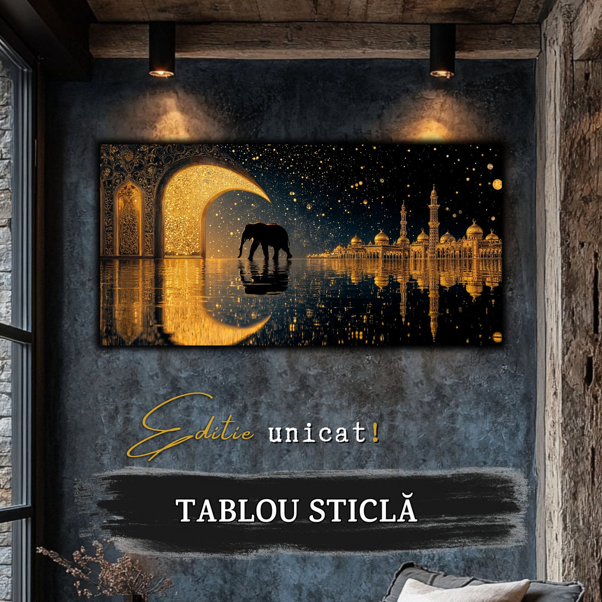 Echoes of Gold - Tablou Sticla  - Unicat - no04