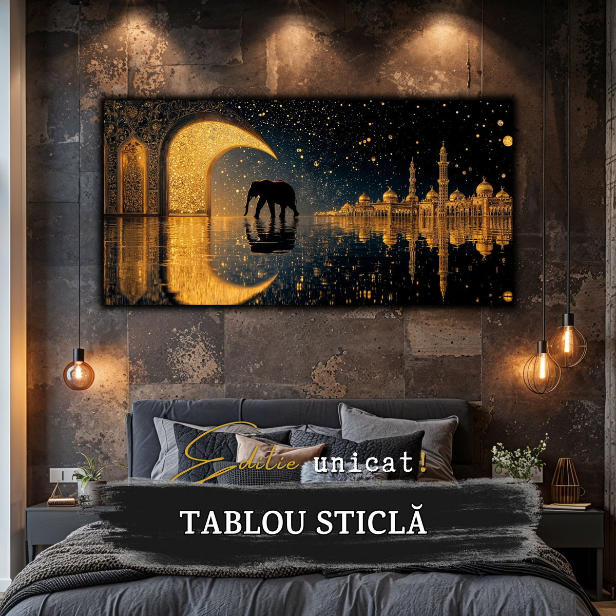 Echoes of Gold - Tablou Sticla  - Unicat - no04