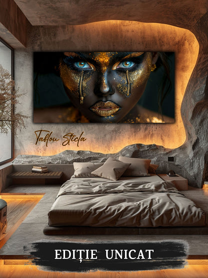 Tablou living elegant Durere Aurie din sticla securizata 4mm - mockup detaliu 6