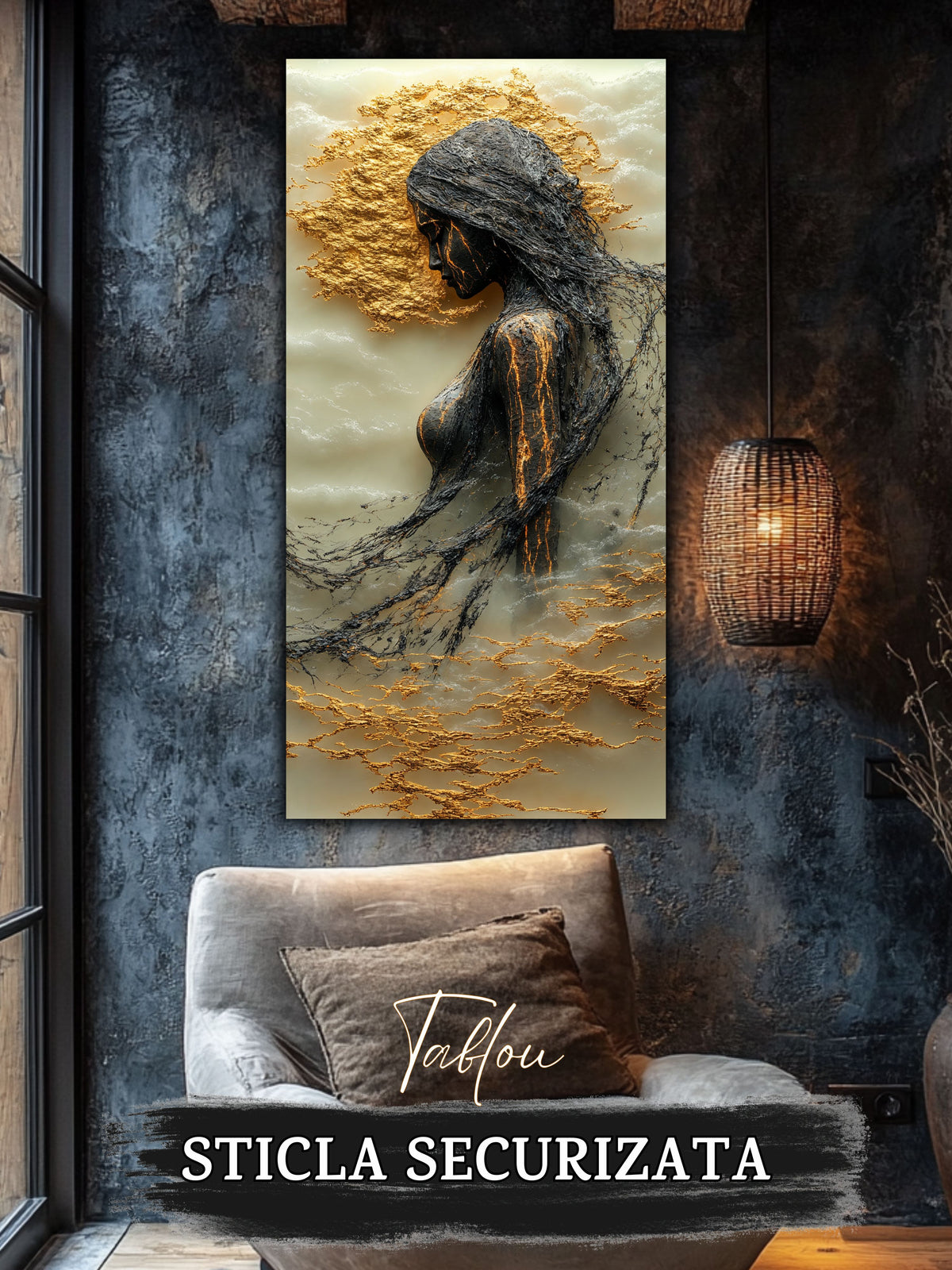 Tablou pentru sufragerie – Gilded Silence | Fragments of Becoming