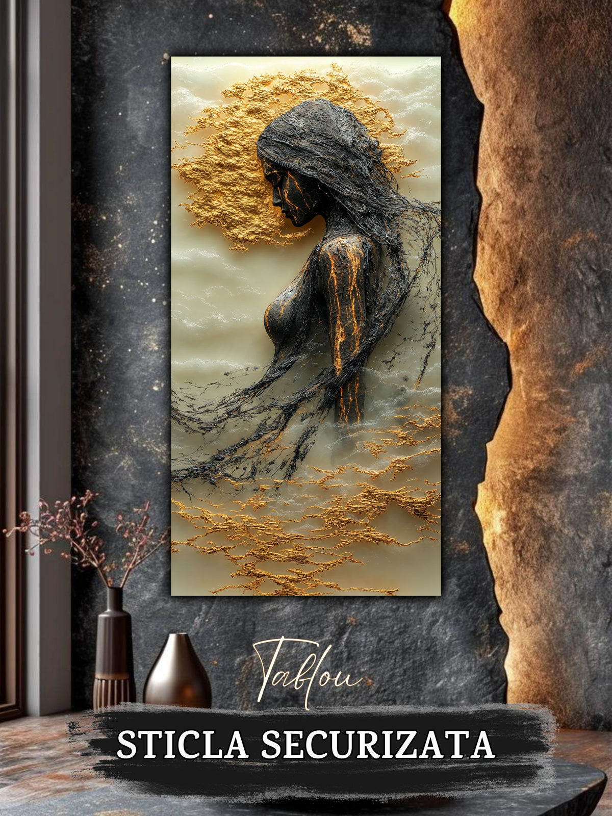 Tablou pentru sufragerie – Gilded Silence | Fragments of Becoming