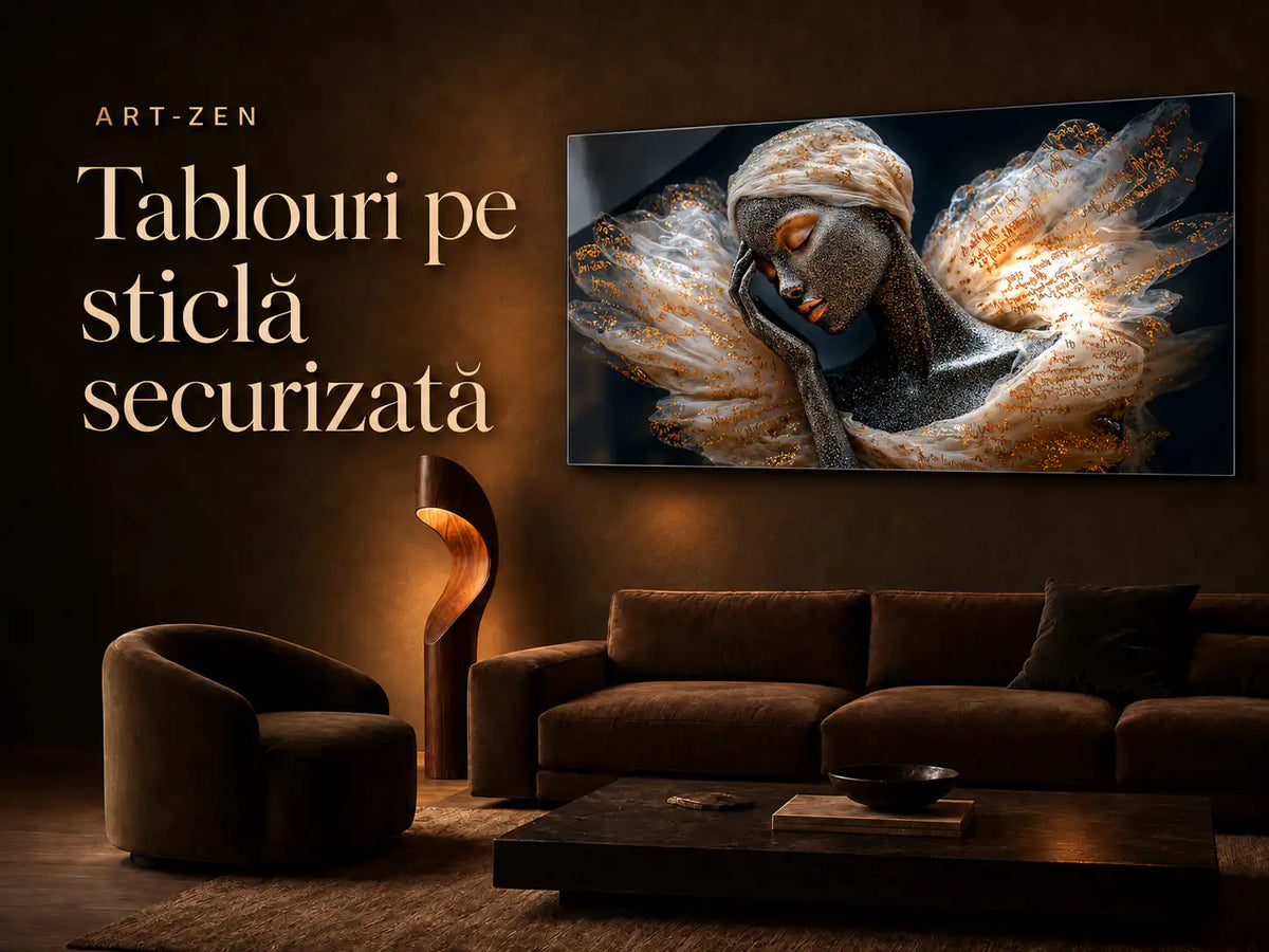 Tablouri pentru living și dormitor elegant, printate UV pe Sticla Securizata in editie unicat de la Art-Zen.