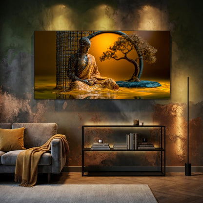 Tablou modern cu estetică zen integrat într-un birou rafinat, inspirând reziliență, concentrare și echilibru interior.
