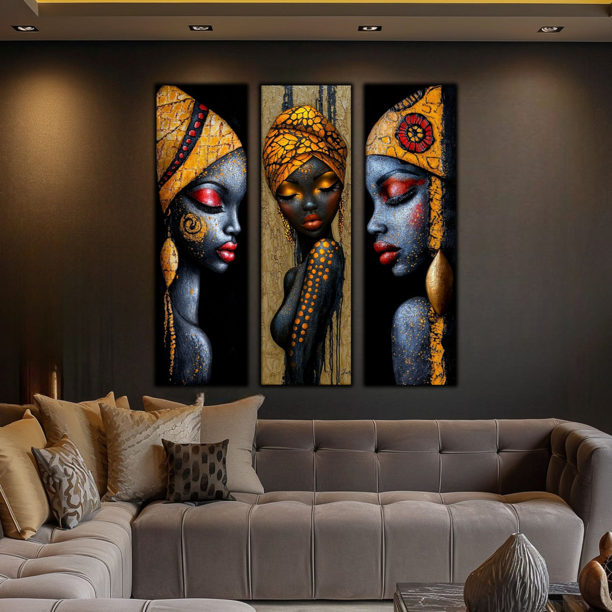 Set Modern de 3 Tablouri pe Sticla Securizata - Decor Elegant pt Living