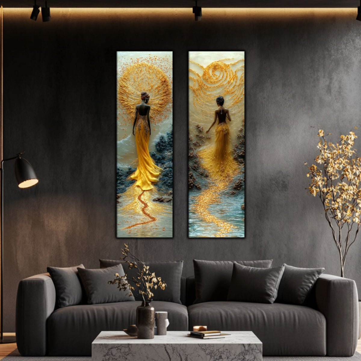 Set 2 Tablouri pt Decorul Modern al Livingului - Print UV pe Sticla - NO10