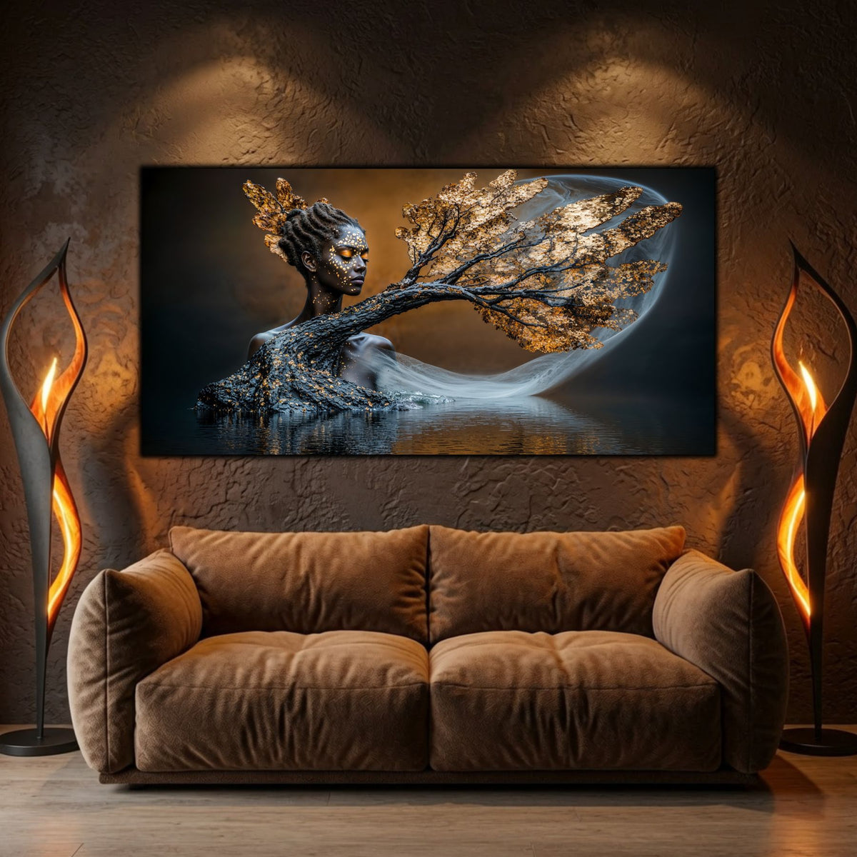 Decor sufragerie premium completat de tabloul abstract Ethereal Dream, cu texturi organice și expresie artistică modernă