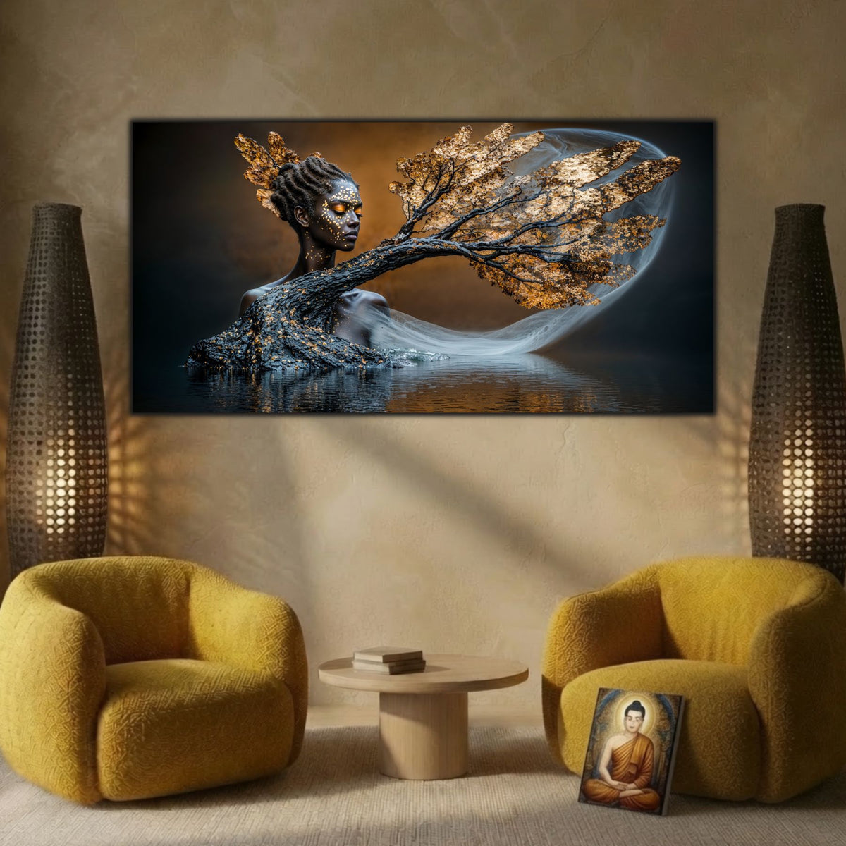 Tablou abstract pentru decor de sufragerie zen, Ethereal Dream aduce liniște vizuală și profunzime într-un interior contemporan