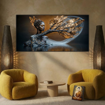 Tablou abstract pentru decor de sufragerie zen, Ethereal Dream aduce liniște vizuală și profunzime într-un interior contemporan