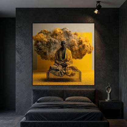 Decor pentru dormitor, tablou pe sticlă ultra-clară cu tematică meditativă și eliberare spirituală.