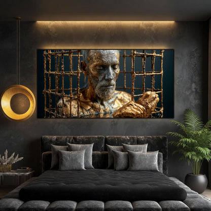 Tablou de artă zen pe sticlă, element central de decor integrat armonios pe peretele unei sufragerii elegante.