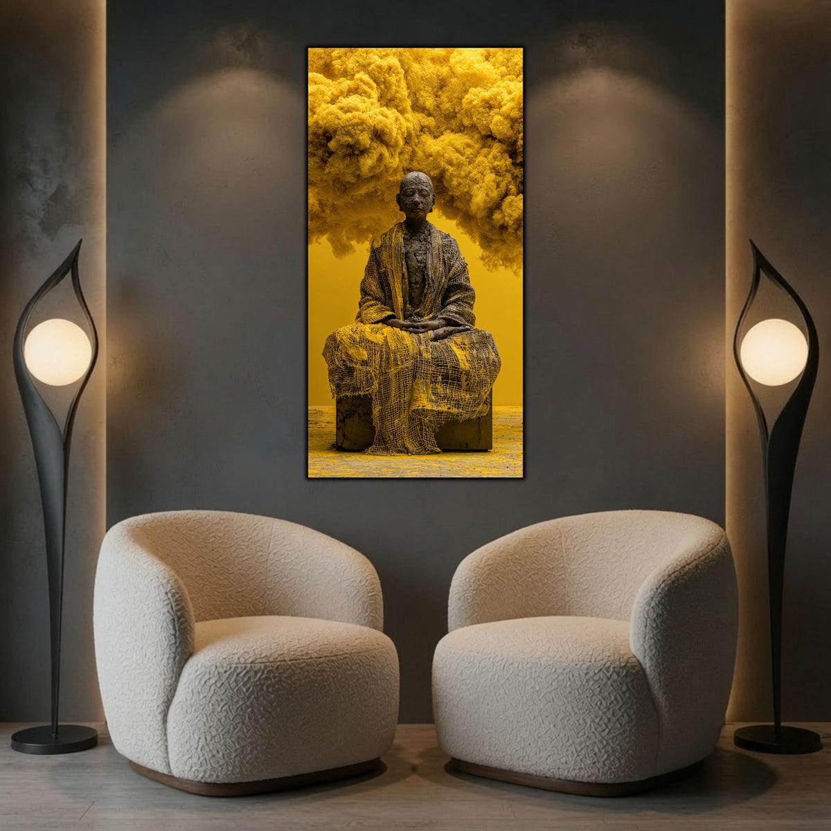 Tablou abstract pentru birou, inspirând meditație și eliberare mentală, artă digitală pe sticlă premium.