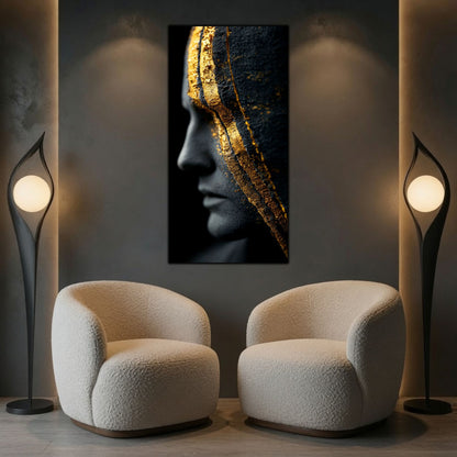 Tablou abstract pentru birou, inspirând claritate și înțelepciune, artă digitală pe sticlă premium.
