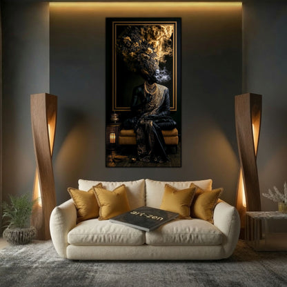 Decor reflexiv pentru dormitor, tablou pe sticlă ultra-clară simbolizând transformarea și tăcerea.