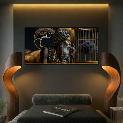 Decor liniștitor pentru dormitor, tablou elegant pe sticlă ultra-clară simbolizând eliberarea de iluzii.