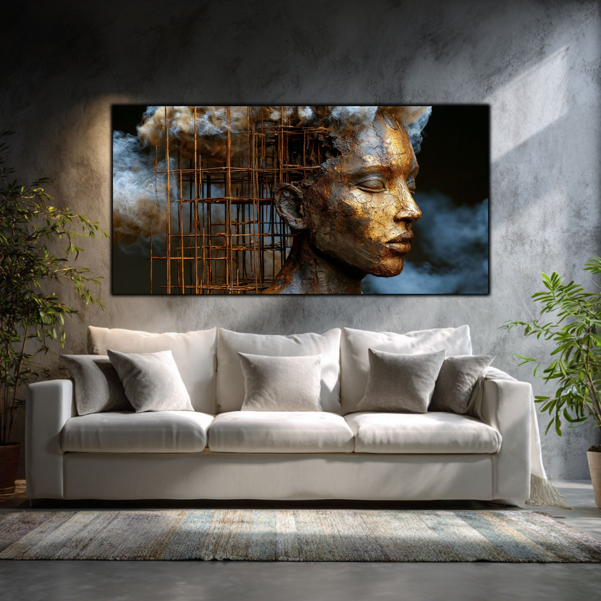 Tablou decorativ Întrezărire în interior cu lumină naturala, pe perete gri – Art-Zen