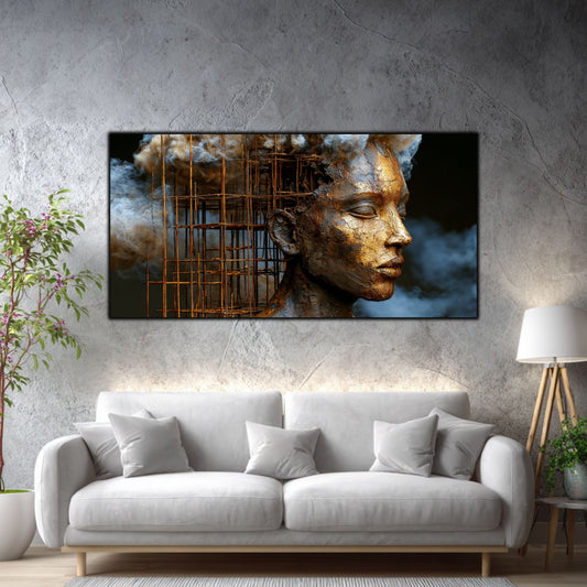 Tablou decorativ Întrezărire pe perete în living cu lumina alba, naturala