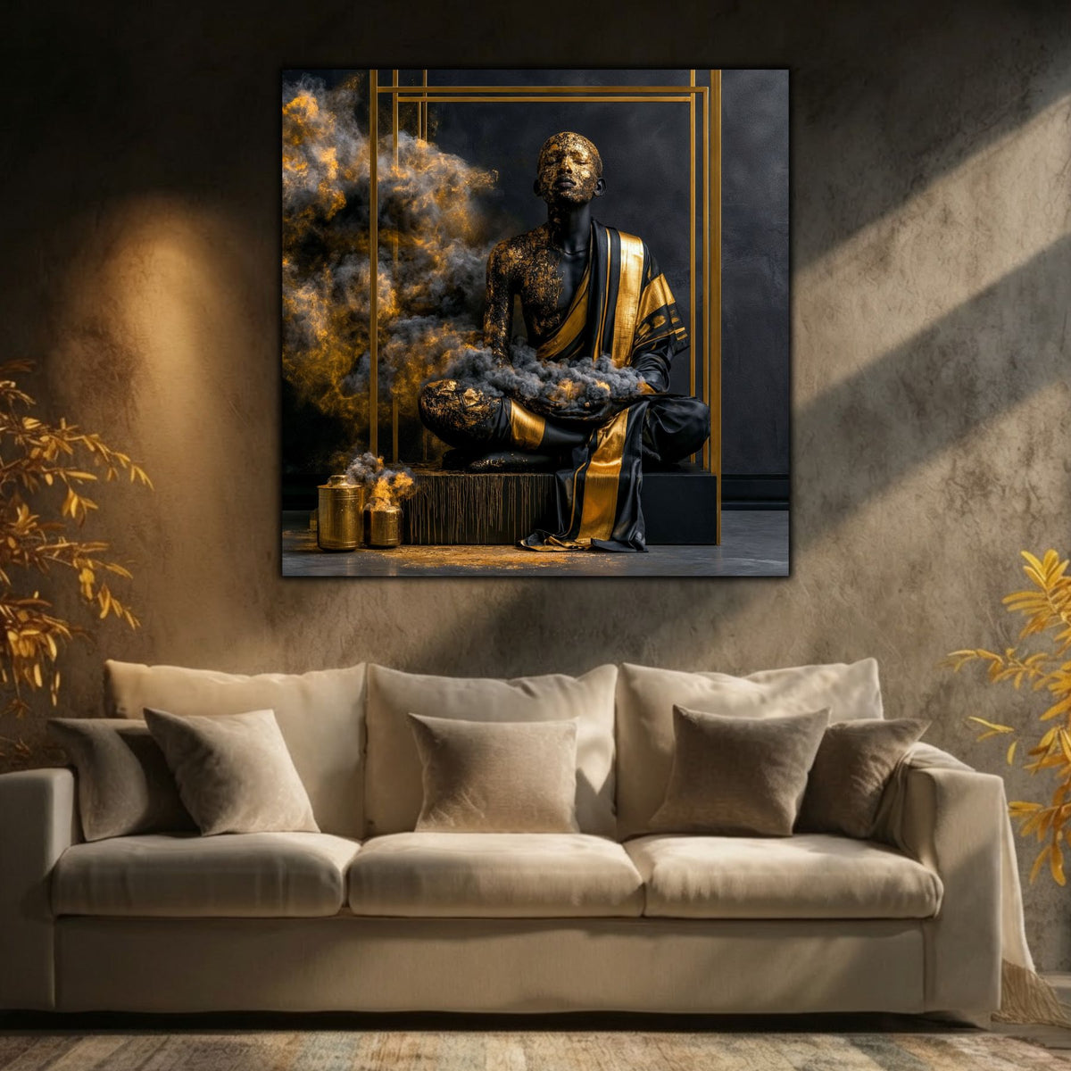 abstractie cu portret pe un  tablou pe sticlă Ofranda – imprimare UV ultra-clară