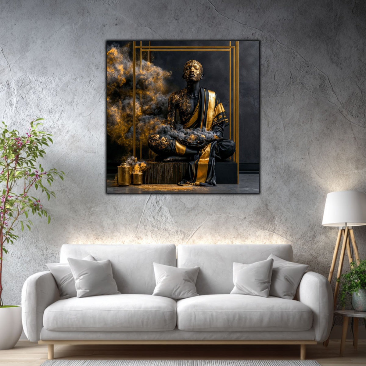 Tablou decorativ Ofranda pe perete în living modern iluminat alb natural – Art-Zen