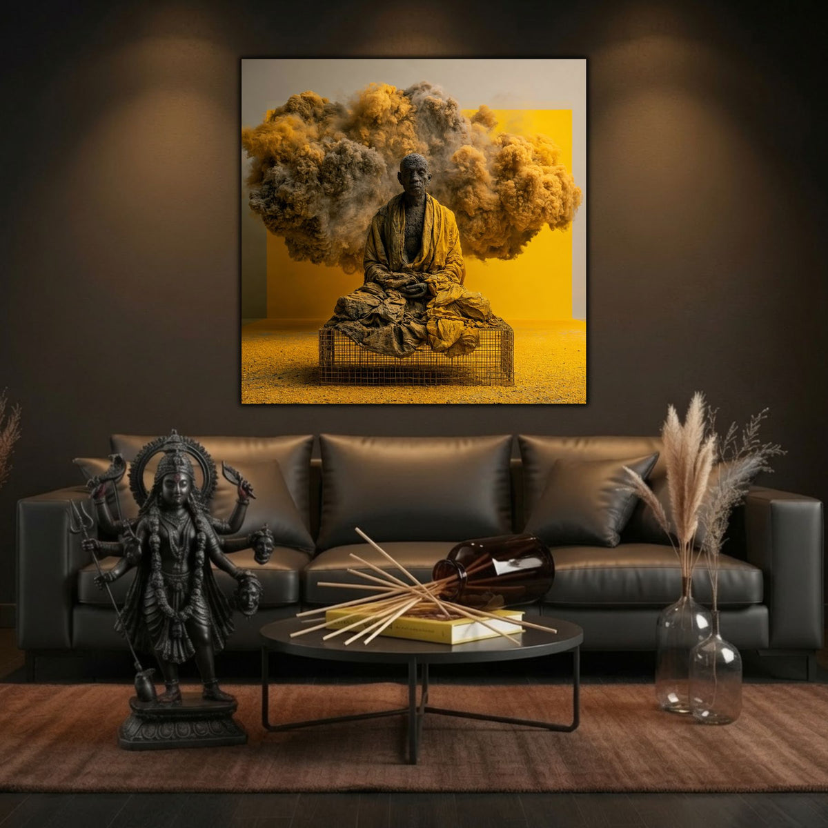 Tablou abstract pentru birou, simbolizând depășirea limitelor, artă pe sticlă premium.